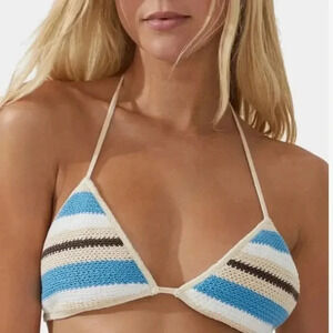 Cotton On Body Women's Crochet Slider Triangle Halter Bikini Swim Top Beach Med